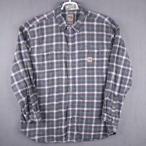 Carhartt FR Flame Resistant Plaid Flannel Shirt Mens 2XL Green Blue NFPA 2113